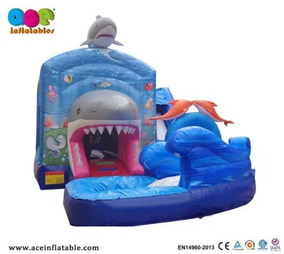 לפוצץ את כריש האוקיינוס ודולפין מתנפח שקופיות קופצני טירה